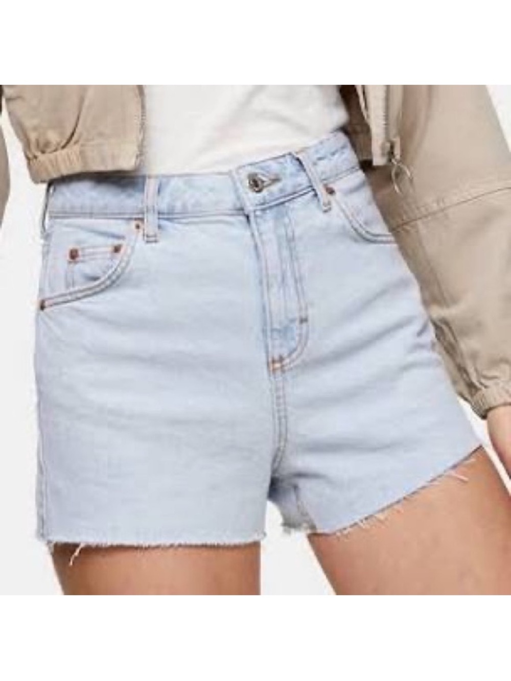 Topshop Light Blue High-Rise Denim Shorts